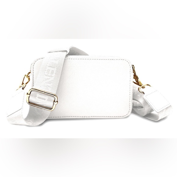 Valentino Orlandi Logo Double Zip Camera Bag w/Adjustable Strap White - Picture 4 of 4